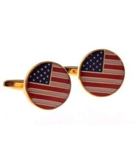 Gemelos para Camisa Bandera Estados Unidos Rounded Golden