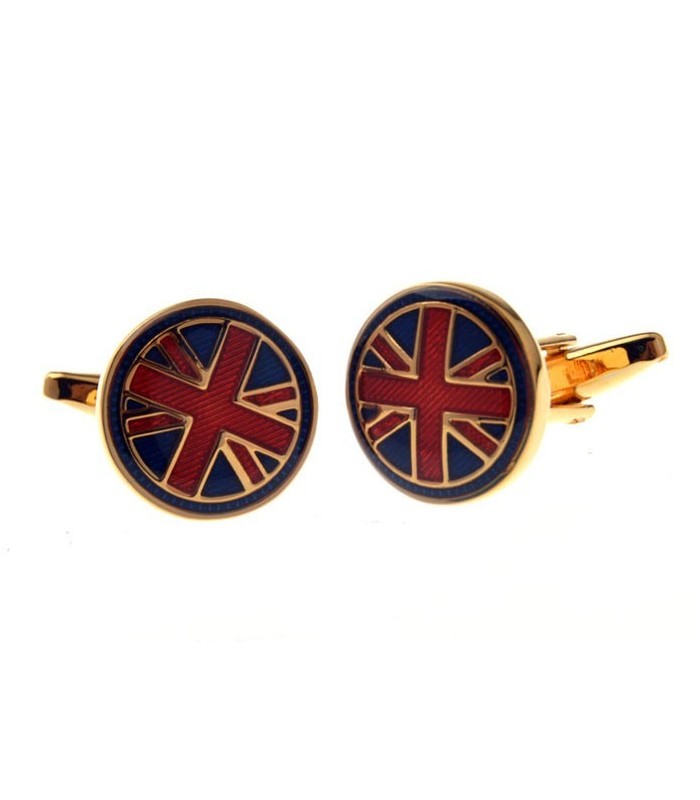 Gemelos para Camisa Bandera Reino Unido Esmaltada Golden