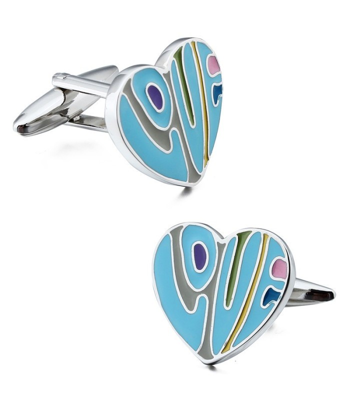 Gemelos para Camisa Blue Love Heart