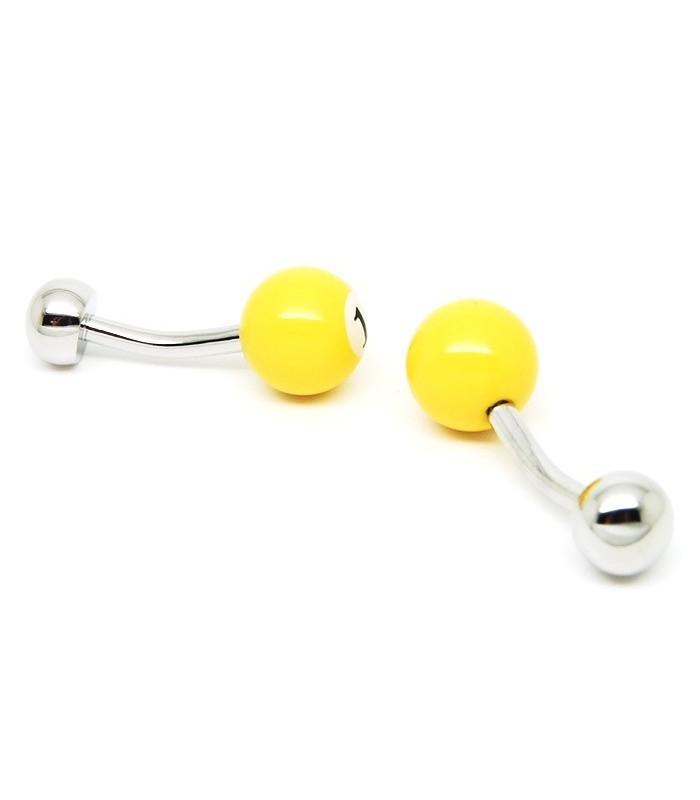 Gemelos para camisa Bola de Billar Amarilla Numero1