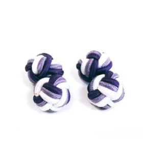 Gemelos para camisa Borla de Seda Bola Morado, Lila y Blanco