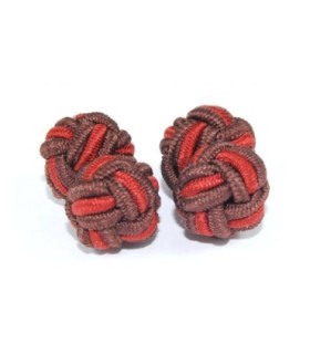 Gemelos para camisa Borla de Seda Colores Marrón y Rojo