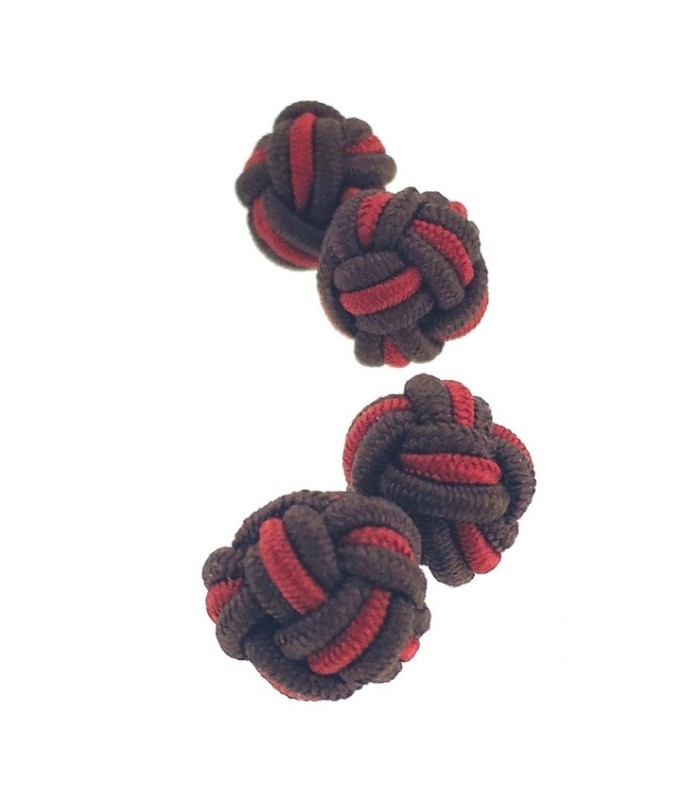 Gemelos para camisa Borla de Seda Colores Marrón y Rojo