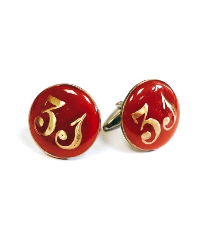 Gemelos para Camisa Boton Guerrera Regimiento de Infanteria Mecanizada Asturias 31 Esmaltado Color Rojo