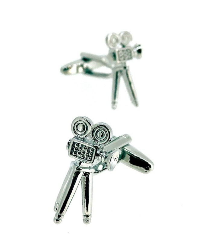 Gemelos para Camisa Cámara Cinematográfica con Trípode Plateada