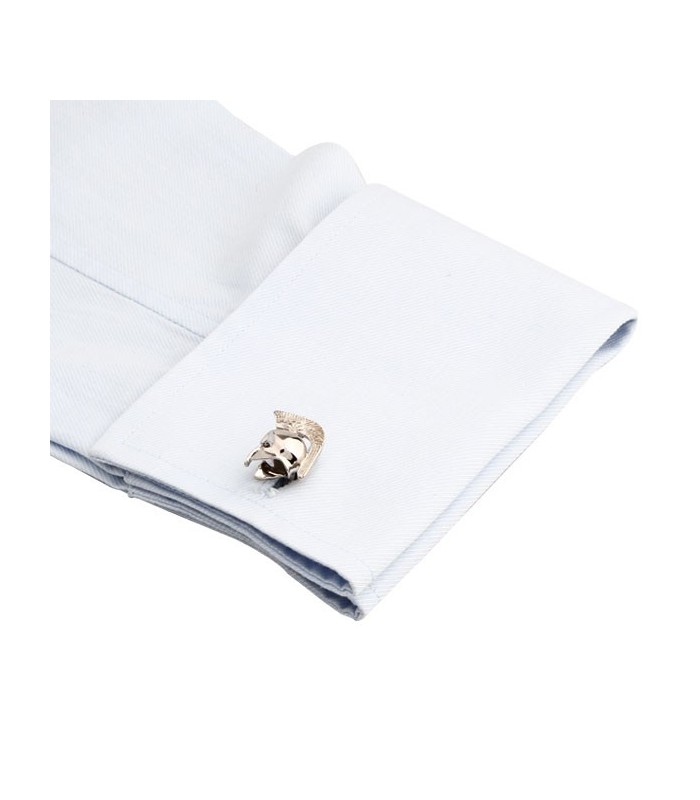 Gemelos para camisa Casco Espartano Acero Plateado