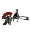 Gemelos para camisa Casco Romano Acero y Rojo