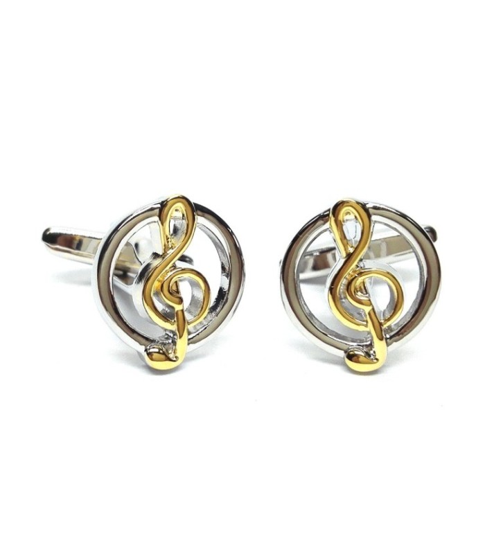 Gemelos para Camisa Clave de Sol Dorada