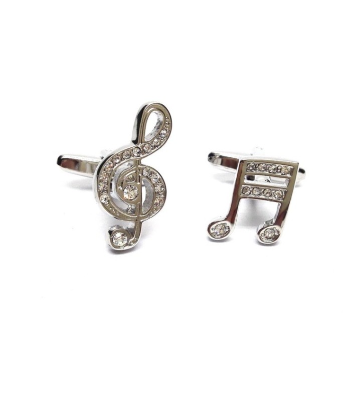 Gemelos para Camisa Clave Sol y Nota Musical Cristal