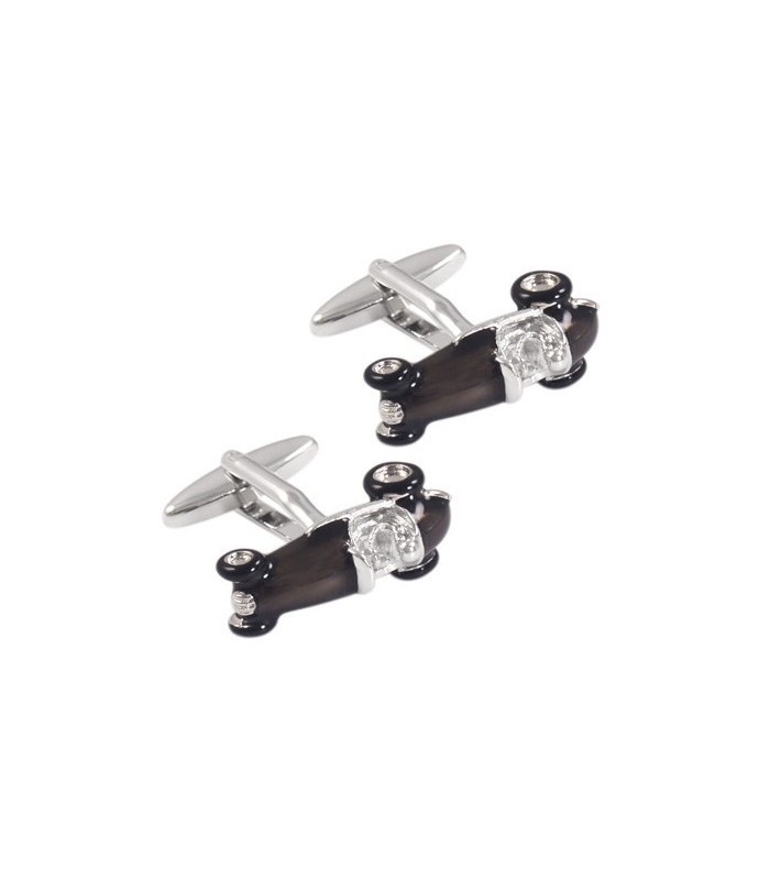 Gemelos para camisa Coche Bolido Deportivo Racing 3D Negro