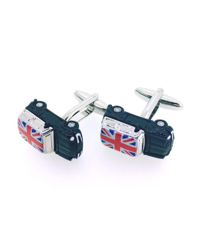 Gemelos para Camisa Coche Mini 3D Negro Bandera de Gran Bretaña Union Jack