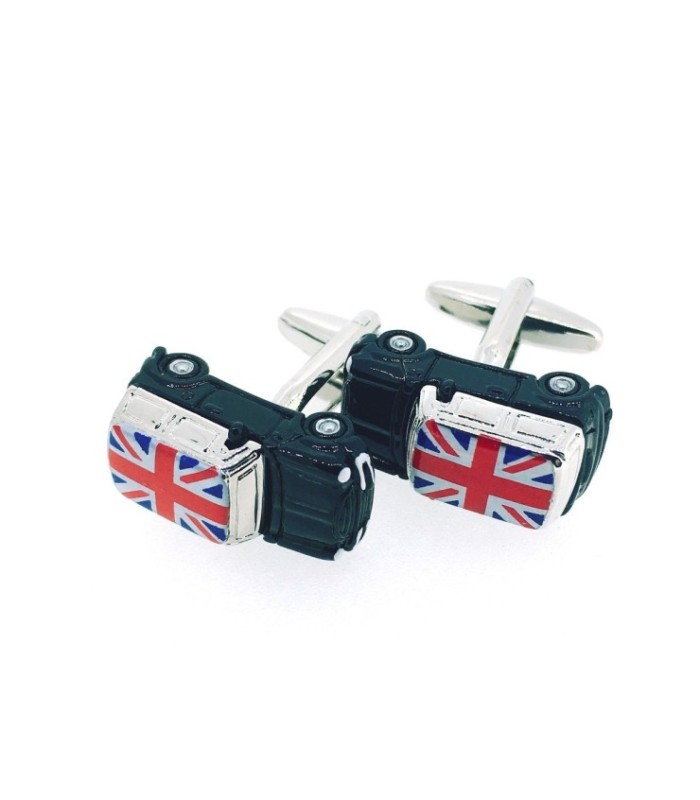 Gemelos para Camisa Coche Mini 3D Negro Bandera de Gran Bretaña Union Jack