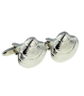 Gemelos para camisa Concha Almeja 3D Plateada