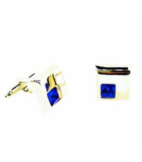 Gemelos para Camisa Cristal Azul Cuadrado 14x14mm