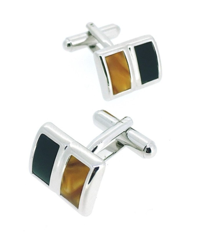 Gemelos para camisa Cristal Marrón y Negro