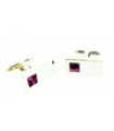 Gemelos para Camisa Cristal Morado Rectangular 20x10mm