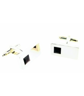 Gemelos para Camisa Cristal Negro Rectangular 20x10mm