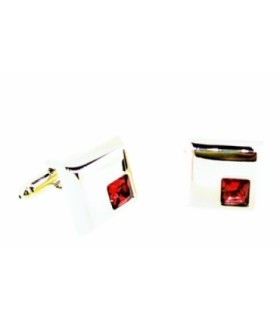 Gemelos para Camisa Cristal Rojo Cuadrado 14x14mm