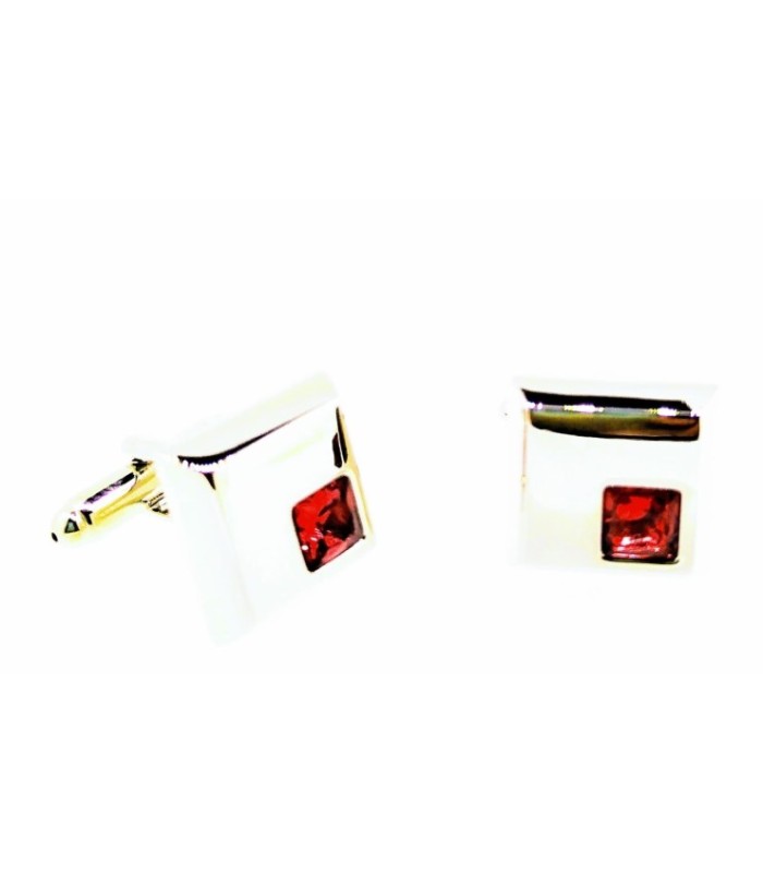 Gemelos para Camisa Cristal Rojo Cuadrado 14x14mm