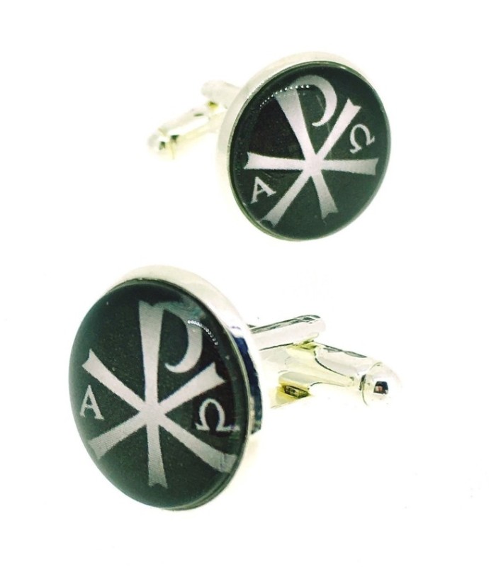 Gemelos para Camisa Cristograma Negro y Blanco