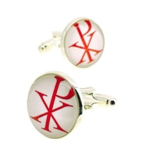 Gemelos para Camisa Cristograma Rojo y Blanco