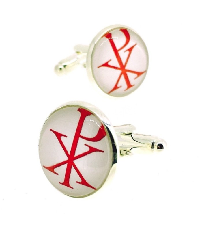 Gemelos para Camisa Cristograma Rojo y Blanco