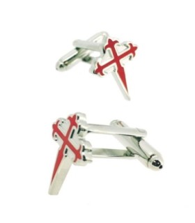 Gemelos para Camisa Cruz de Santiago Plateado