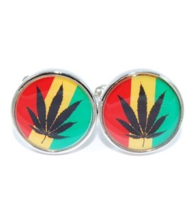 Gemelos para camisa de Bandera de Jamaica Símbolo de Marihuana