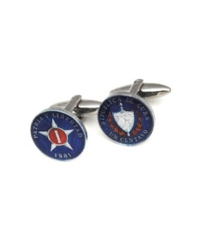 Gemelos para Camisa de Moneda 1 Centavo Cubano Cuban Cufflinks