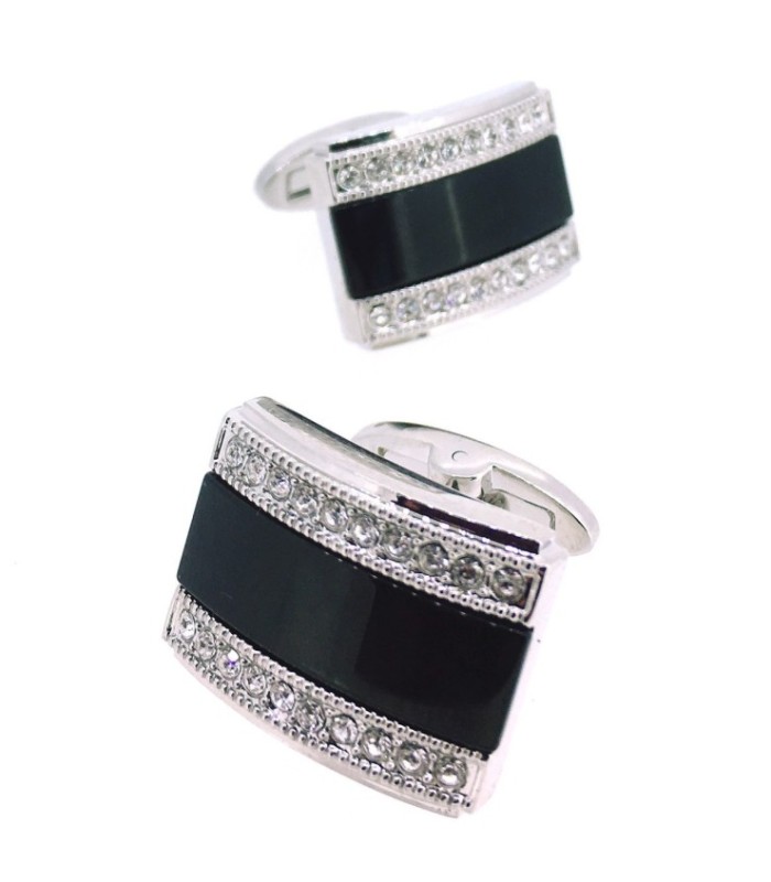 Gemelos para Camisa Design Black Crystal
