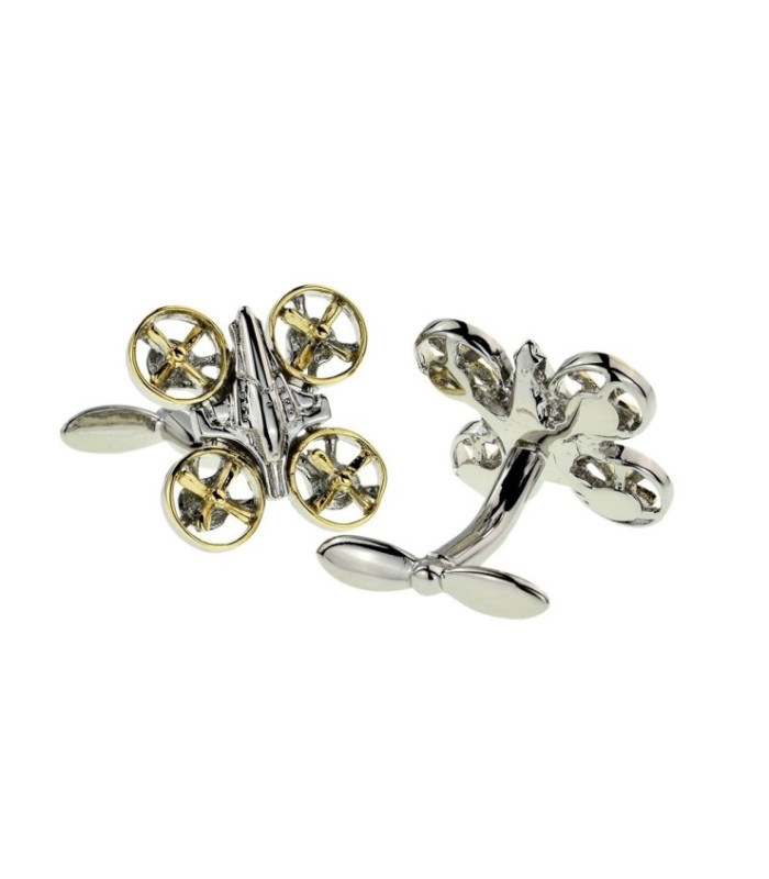Gemelos para camisa Dron Acero y Plateado