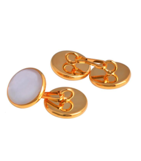 Gemelos para camisa Elegant White Nacar Golden Chain