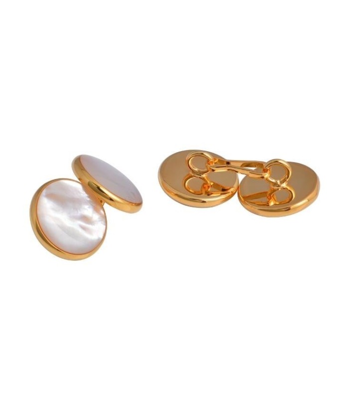 Gemelos para camisa Elegant White Nacar Golden Chain