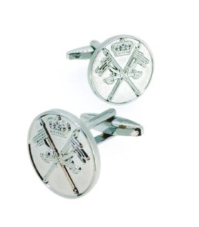 Gemelos para Camisa Emblema del Arma de Caballería Version Coronada Plateado