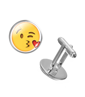 Gemelos para Camisa Emoticono Whatsapp Beso Con Corazón