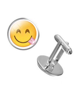 Gemelos para Camisa Emoticono Whatsapp Cara Relamiéndose