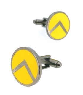 Gemelos para Camisa Escudo Hoplita Lambda Acero Negro y Amarillo