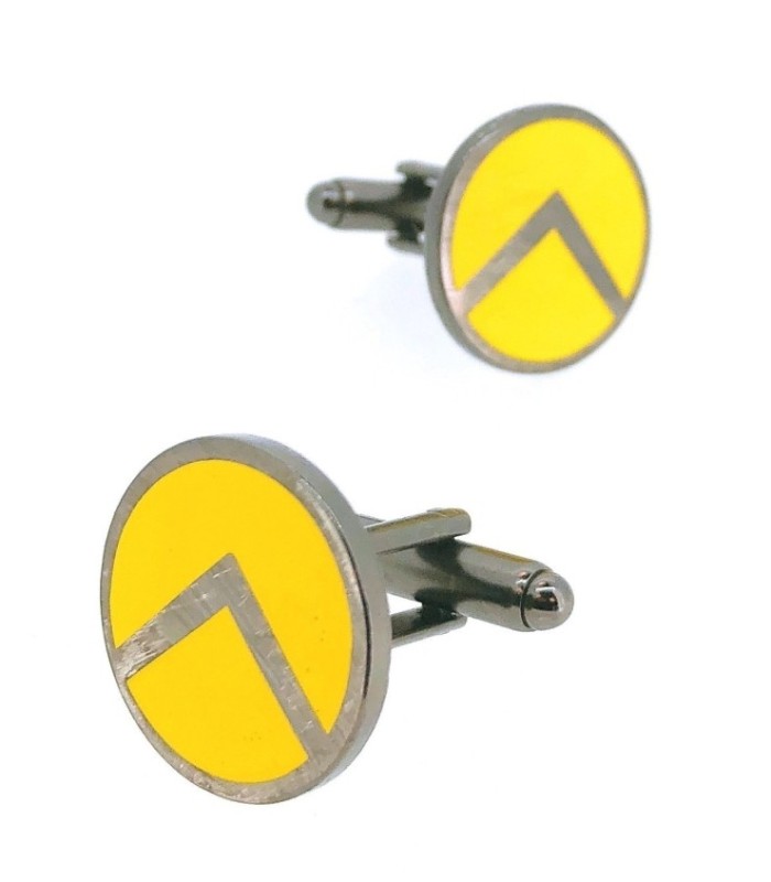Gemelos para Camisa Escudo Hoplita Lambda Acero Negro y Amarillo