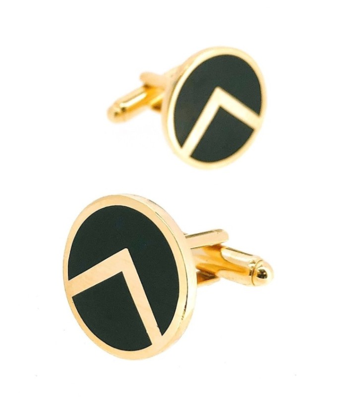 Gemelos para Camisa Escudo Hoplita Lambda Negro y Dorado