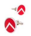 Gemelos para Camisa Escudo Hoplita Lambda Plateado y Rojo