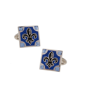 Gemelos para camisa Flor de Lys Cristal Azul