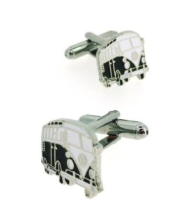 Gemelos para camisa Furgoneta Camper Volkswagen VW Flower Power Negra