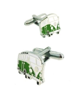 Gemelos para camisa Furgoneta Camper Volkswagen VW Flower Power Verde