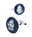 Gemelos para Camisa Galeón Plateado sobre Fondo Azul
