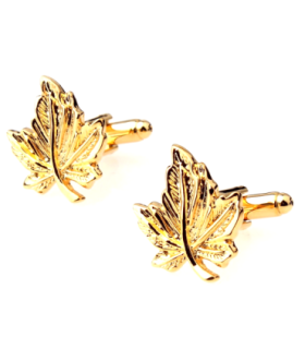 Gemelos para Camisa Hoja de Arbol Arce Dorada.