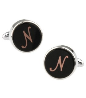 Gemelos para Camisa Inicial Letra Clásica N Medio Par