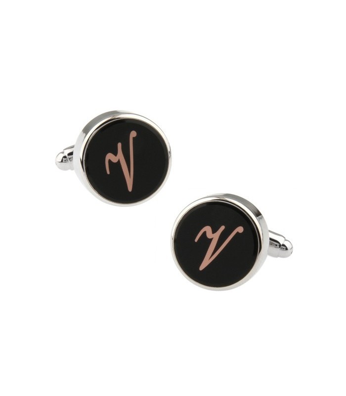 Gemelos para Camisa Inicial Letra Clásica V Medio Par