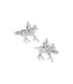 Gemelos para Camisa Jinete y Caballo de Carreras Plateado Modelo 2