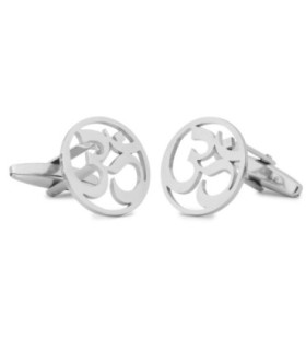 Gemelos para Camisa Mantra Om Budista Inox 18 mm