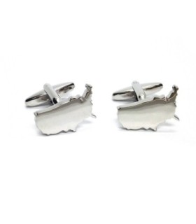 Gemelos para camisa Mapa de Estados Unidos Plateado